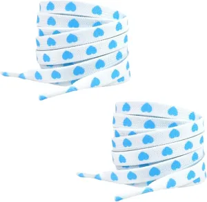 2 Pairs Heart Shoestrings Shoe Laces Cute Shoe Strings for Womens Sneakers Canvas Shoe Running Shoes Boots Shoelace Printed Blue