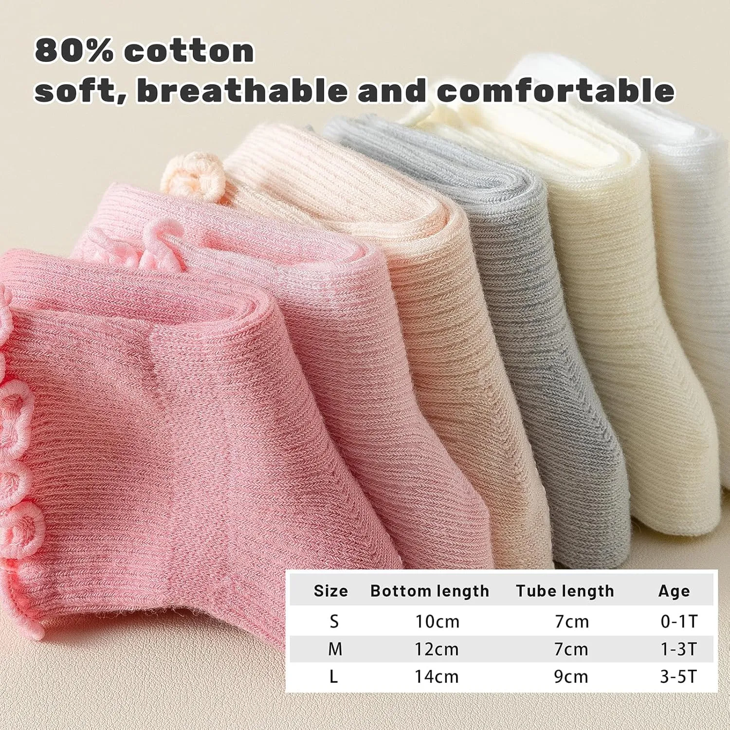 6 Pairs Toddler Ruffle Socks for Girls - Baby Grip Socks with Non-Slip, Cute Grippy Frilly Design