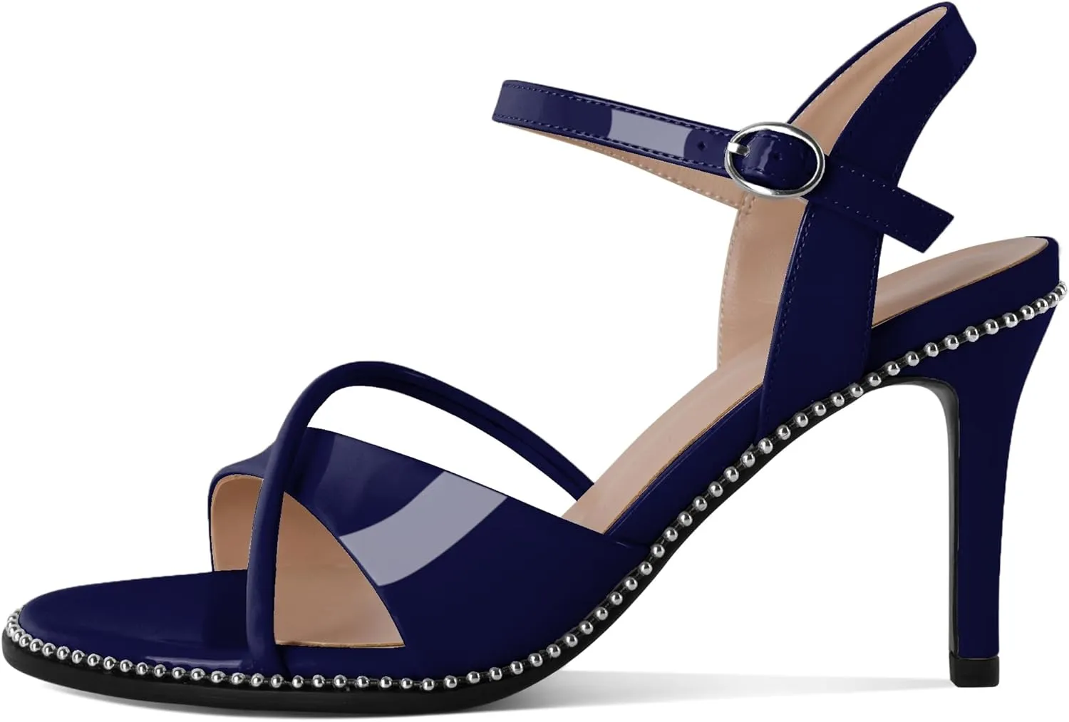 AUMOTED Women Stiletto High Heels Peep Open Toe Sandals Criss Cross Strappy Heels Wedding Office Cute Party Classic 3.1 Inch Summer Heels