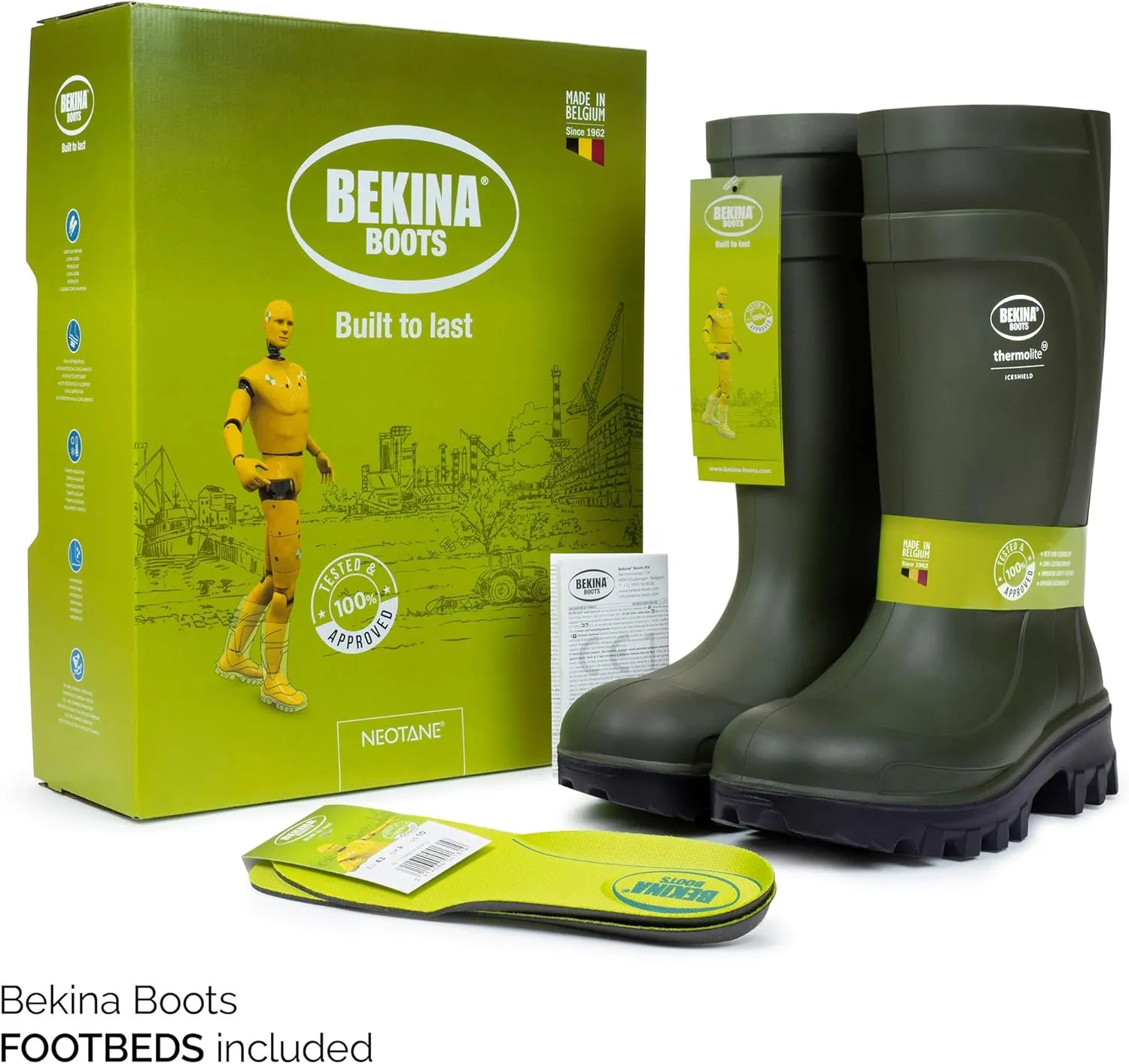 Bekina Thermolite IceShield S5 Insulated Wellington Boots for Men and Women - Lightweight Waterproof Non Slip Composite Toe Work Boots for Men and Women