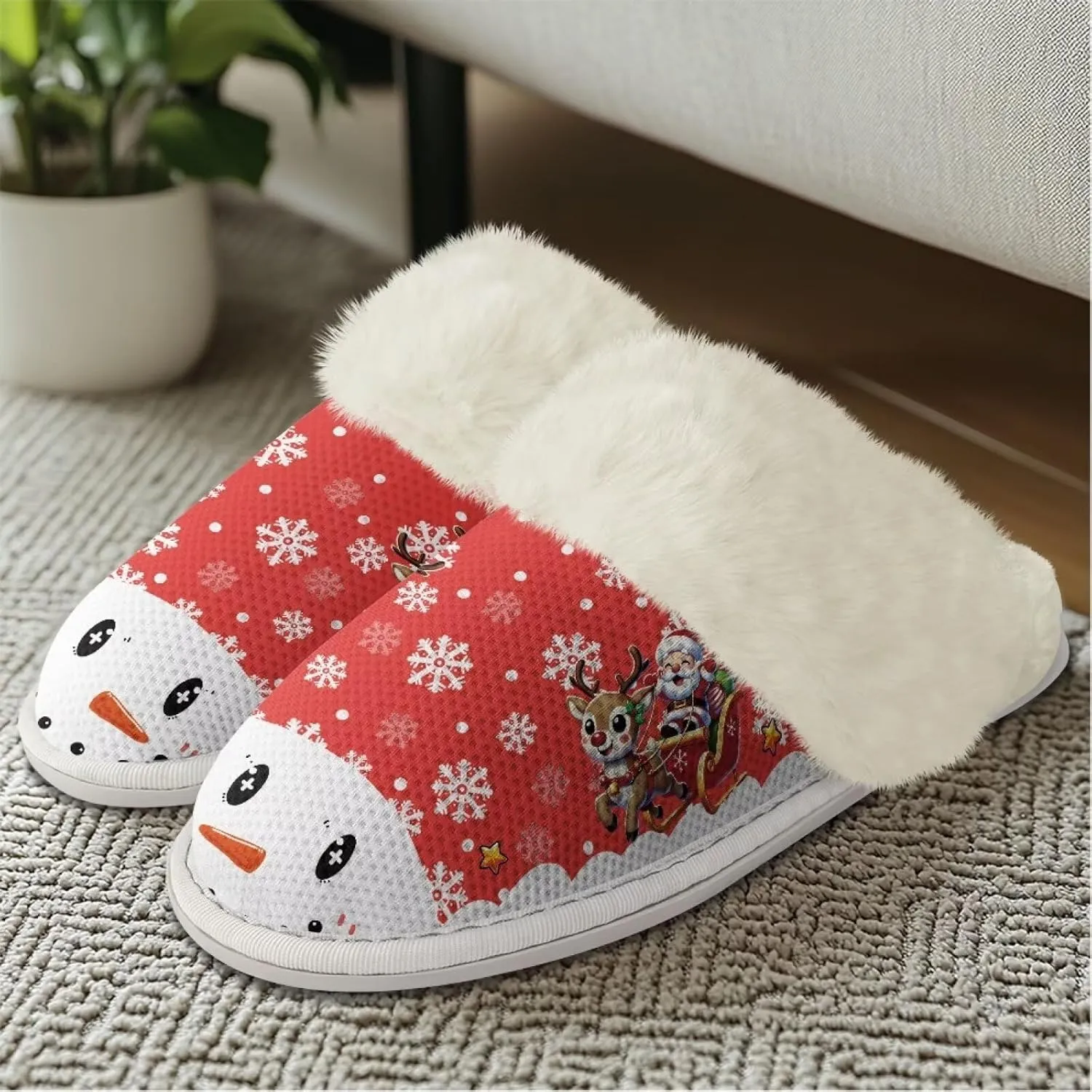 Binienty House Shoes for Women Winter Warm Fuzzy Slippers Indoor Washable