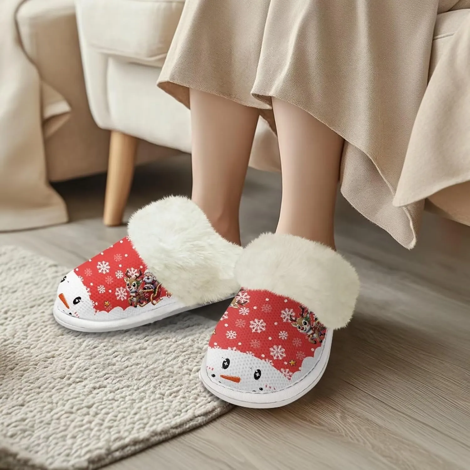 Binienty House Shoes for Women Winter Warm Fuzzy Slippers Indoor Washable