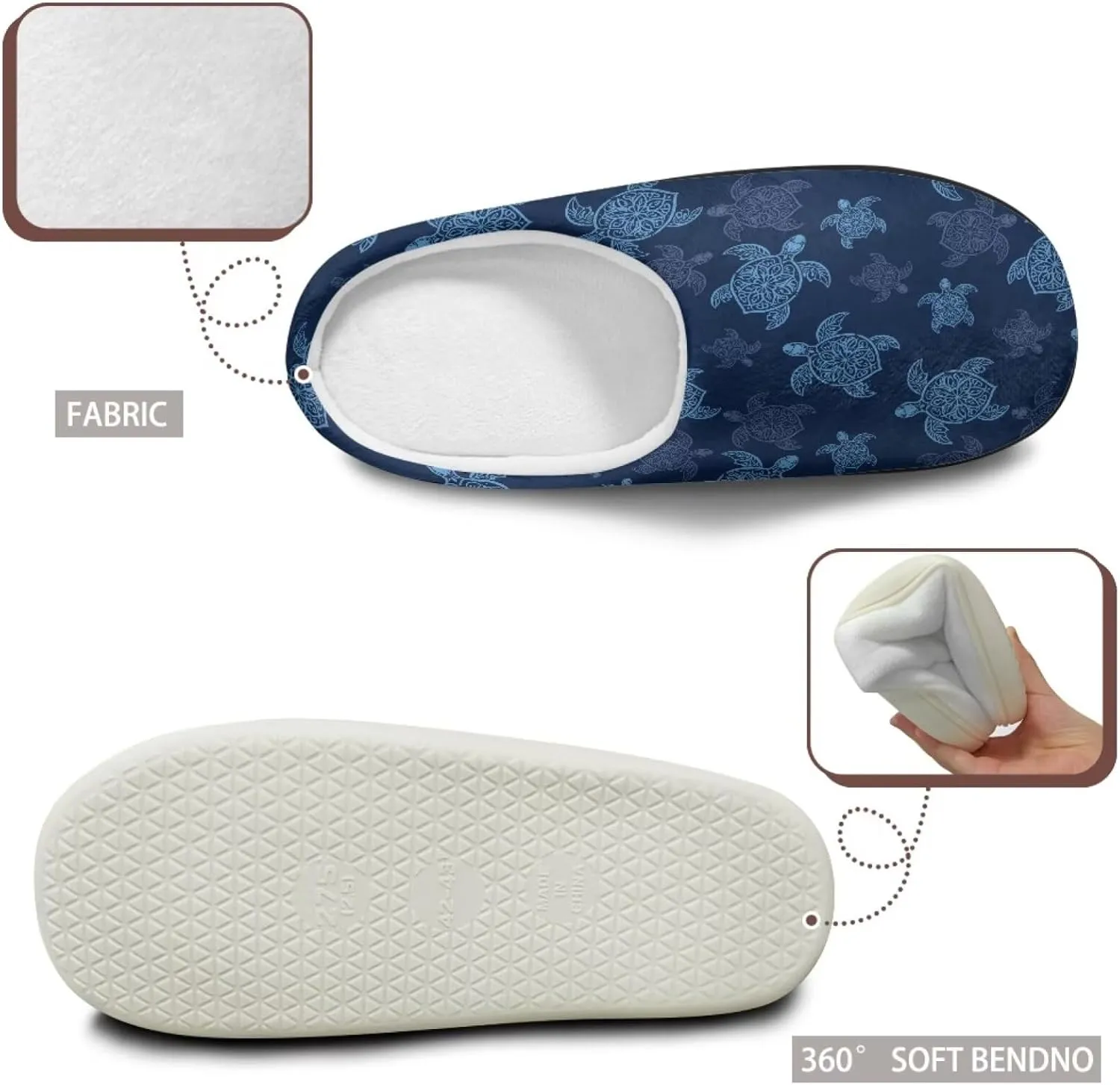 Binienty Women's Memory Foam Fuzzy House Slippers Washable Indoor Bedroom Shoes Non-Slip