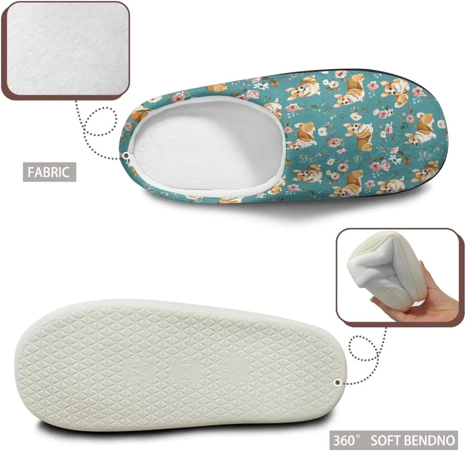 Binienty Women's Memory Foam Fuzzy House Slippers Washable Indoor Bedroom Shoes Non-Slip
