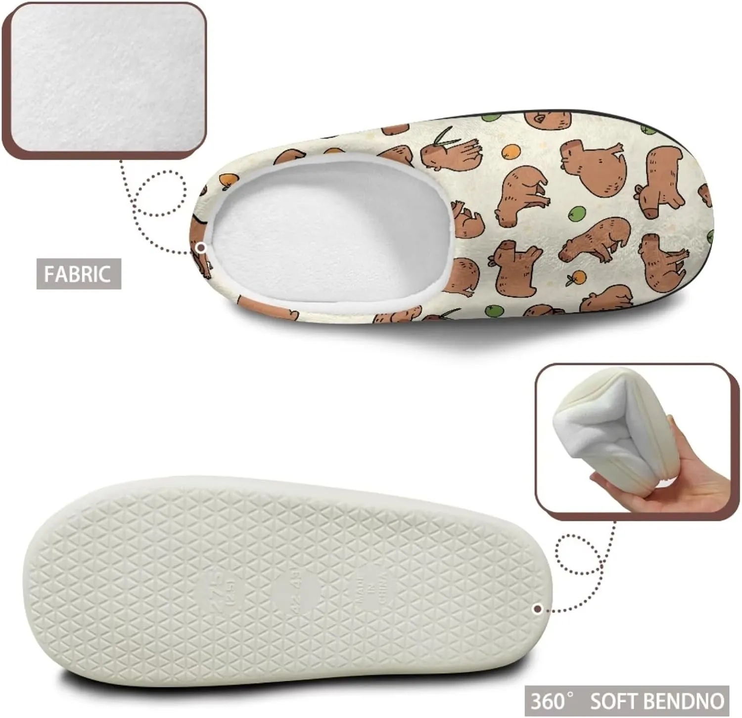 Binienty Women's Memory Foam Fuzzy House Slippers Washable Indoor Bedroom Shoes Non-Slip