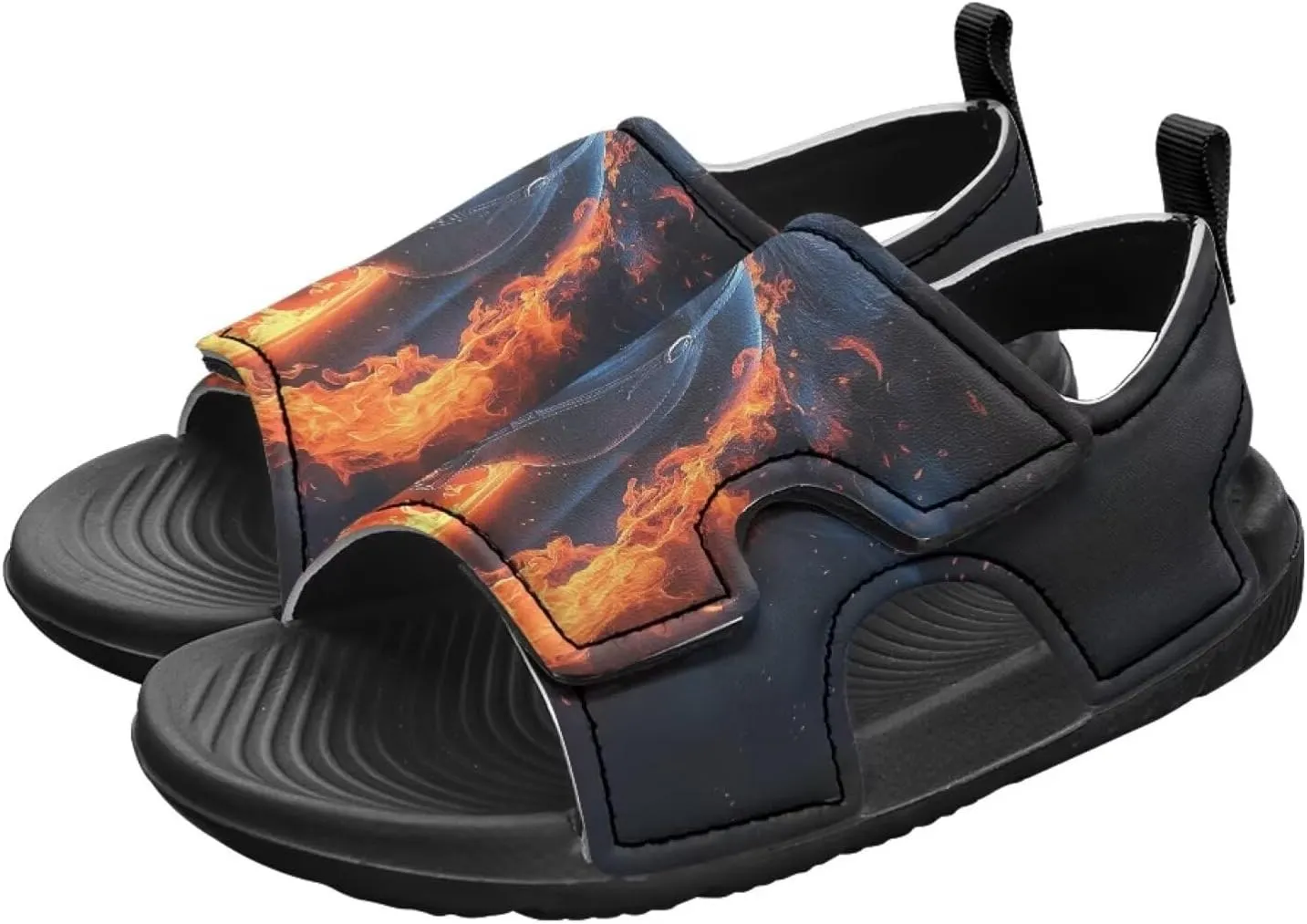 Boys Flame Sandals Kids Open Toe Outdoor Hiking Sandals Lightweight Athletic Beach Water Sport Shoes Adjustable