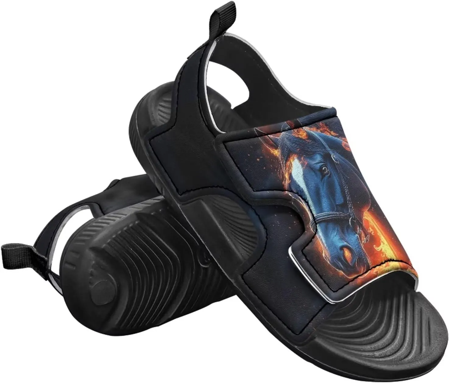 Boys Flame Sandals Kids Open Toe Outdoor Hiking Sandals Lightweight Athletic Beach Water Sport Shoes Adjustable