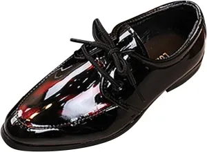 Boys Patent Formal Dress Shoes Lace up Wedding Footwear School Uniform Shoes Comfort Loafer Flats Oxford Dress Shoes