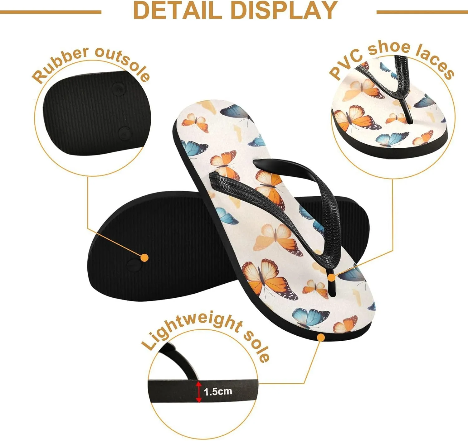 Butterflies Colorful Womens Flip Flops Sandals Beach Sandals