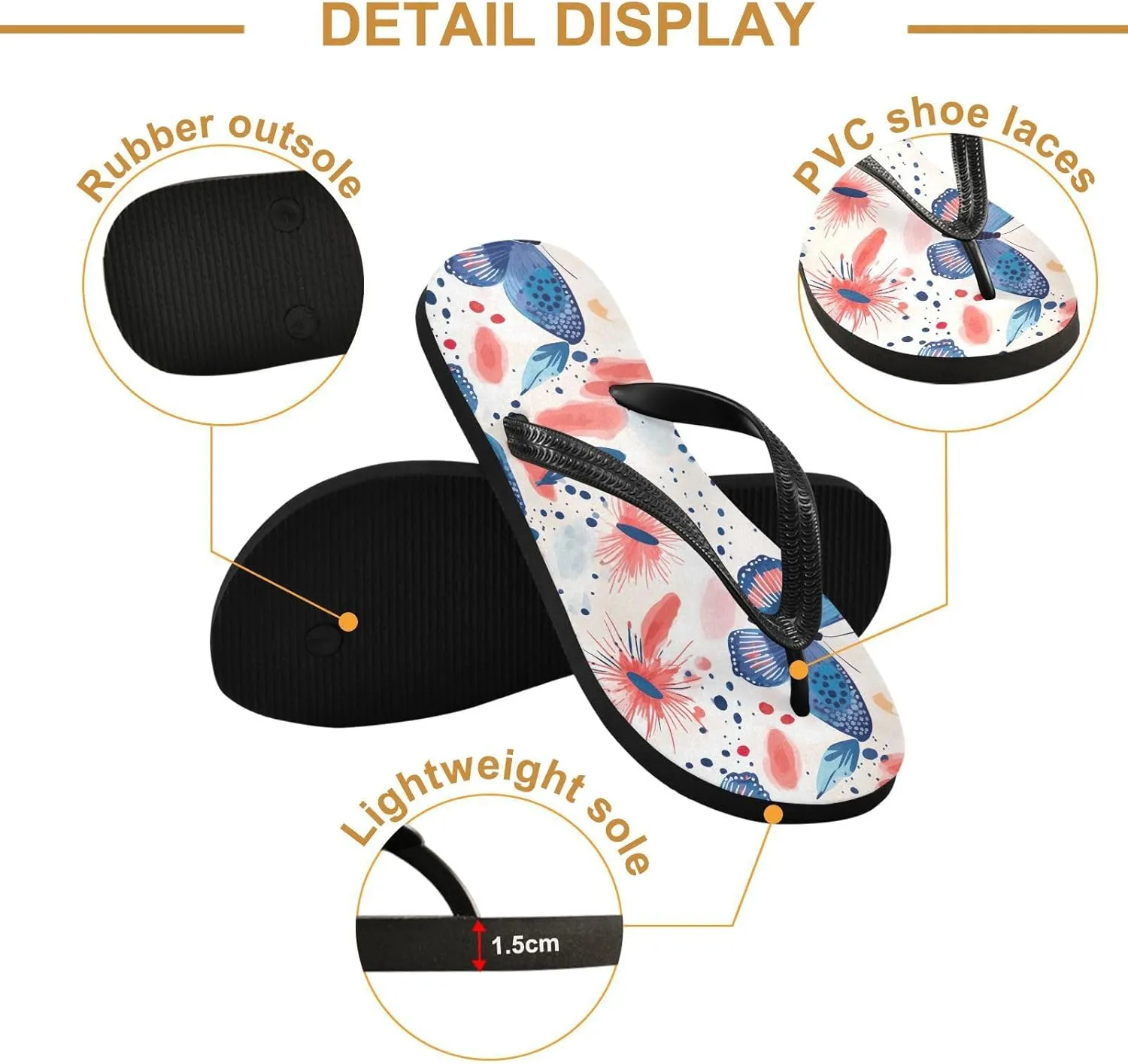Butterfly Colorful Womens Flip Flops Sandals Thong Style Slippers