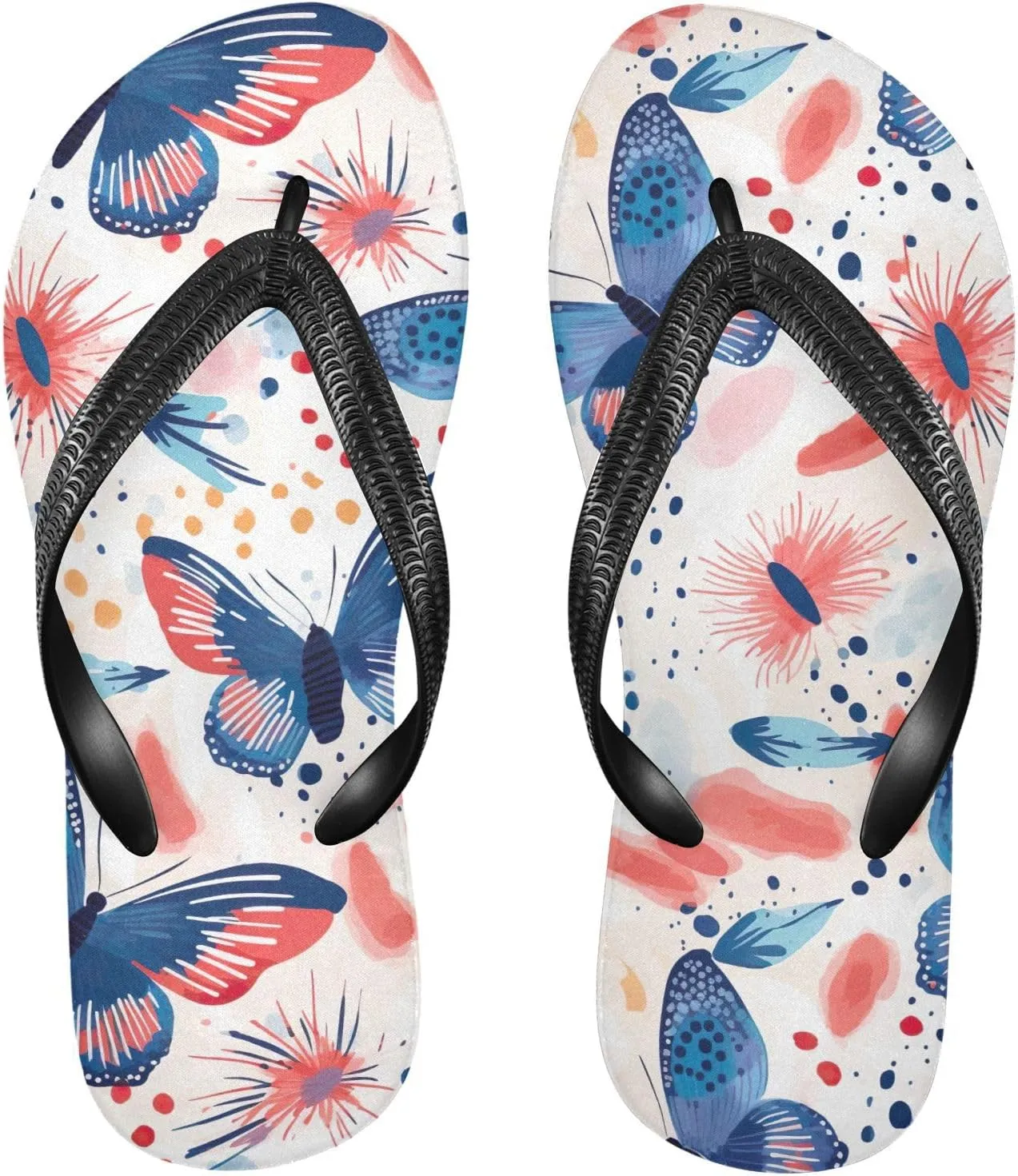 Butterfly Colorful Womens Flip Flops Sandals Thong Style Slippers