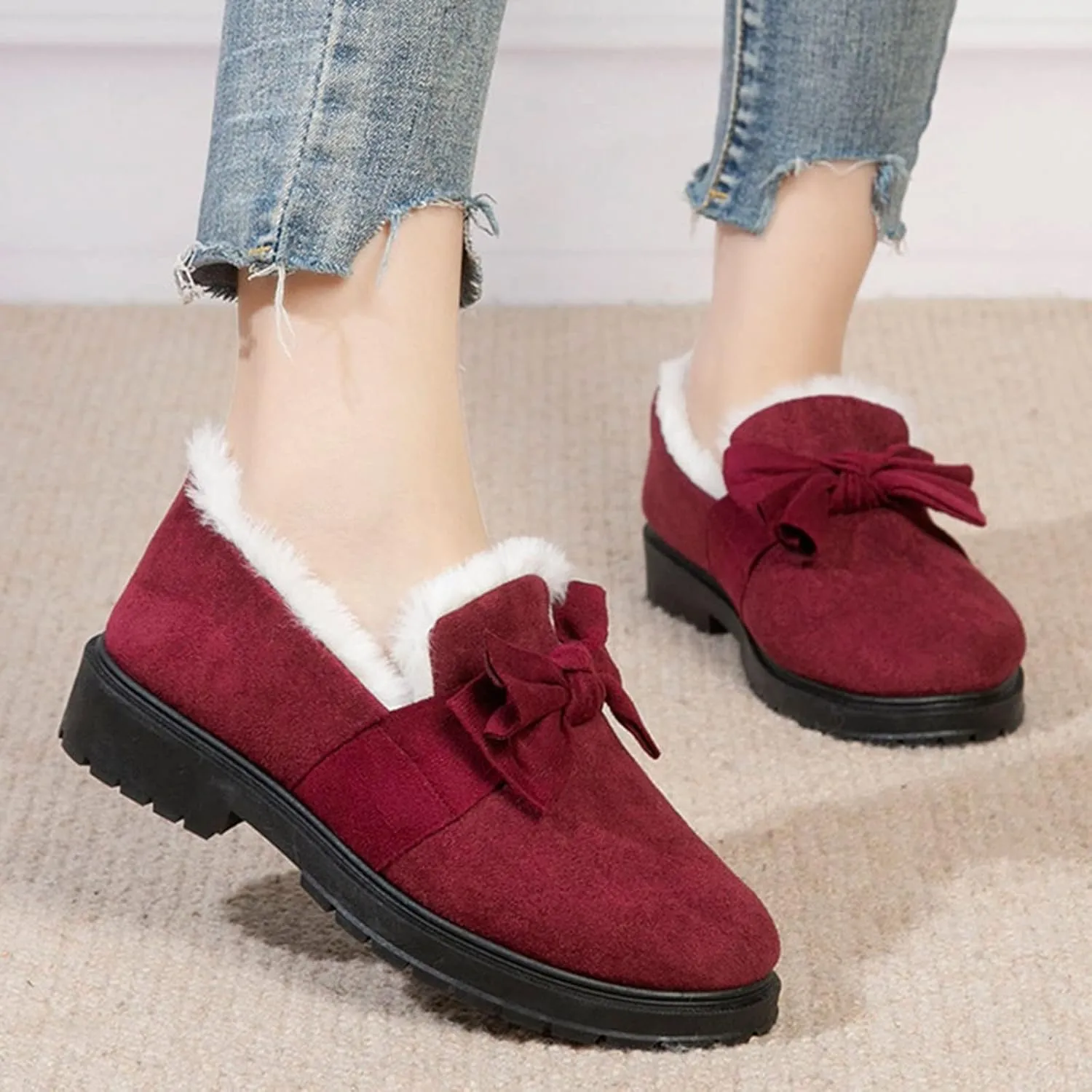 Butterfly Waterproof Snow Boots for Women Bow Fashion Women Winter Boots Heavyweight Womens Booties Anti-Slip Thermal
