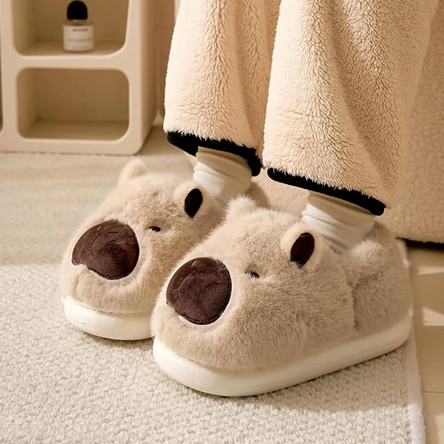 Capybara Slippers - Funny Animal Slippers for Women Unisex Adult/Kids House Slippers Fluffy Fuzzy Winter Home Slides for Women Men Christmas