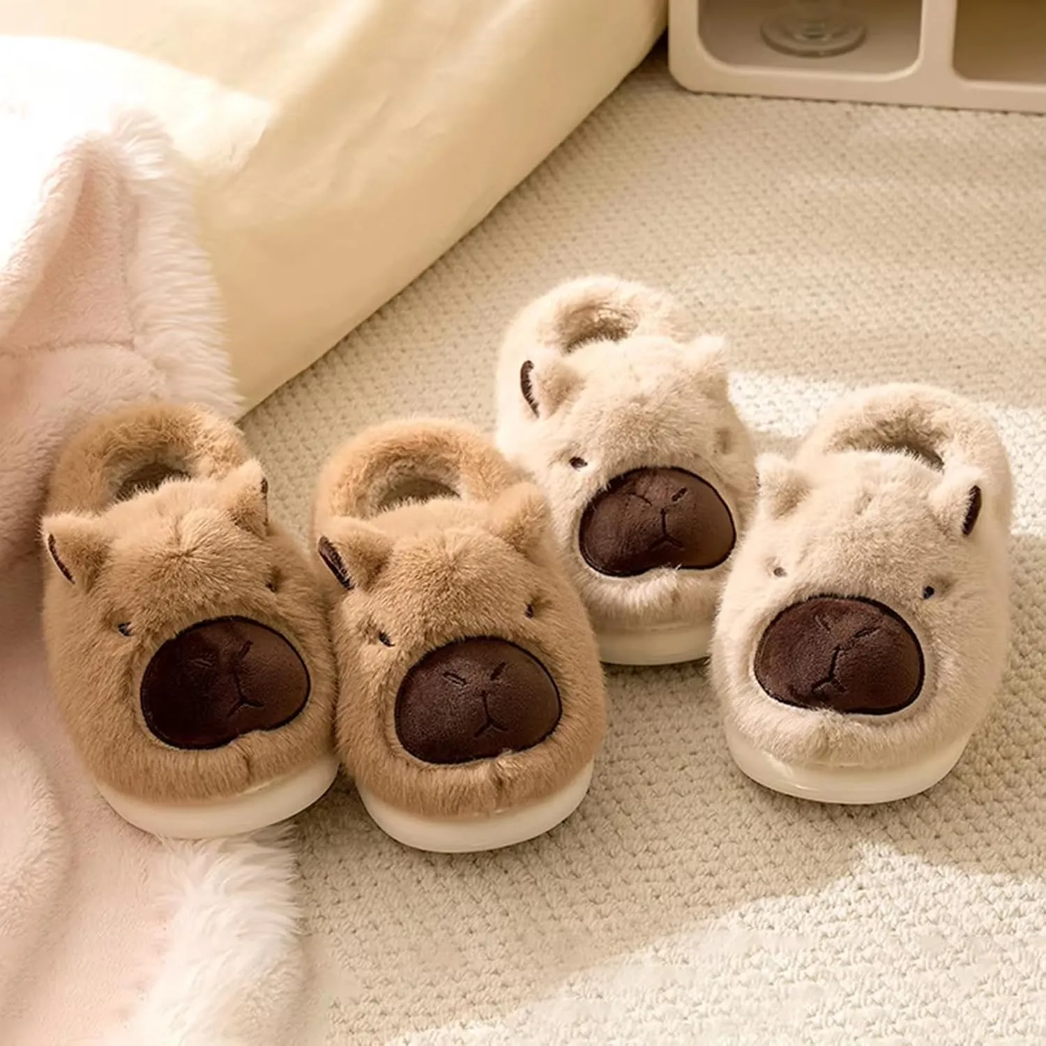 Capybara Slippers - Funny Animal Slippers for Women Unisex Adult/Kids House Slippers Fluffy Fuzzy Winter Home Slides for Women Men Christmas