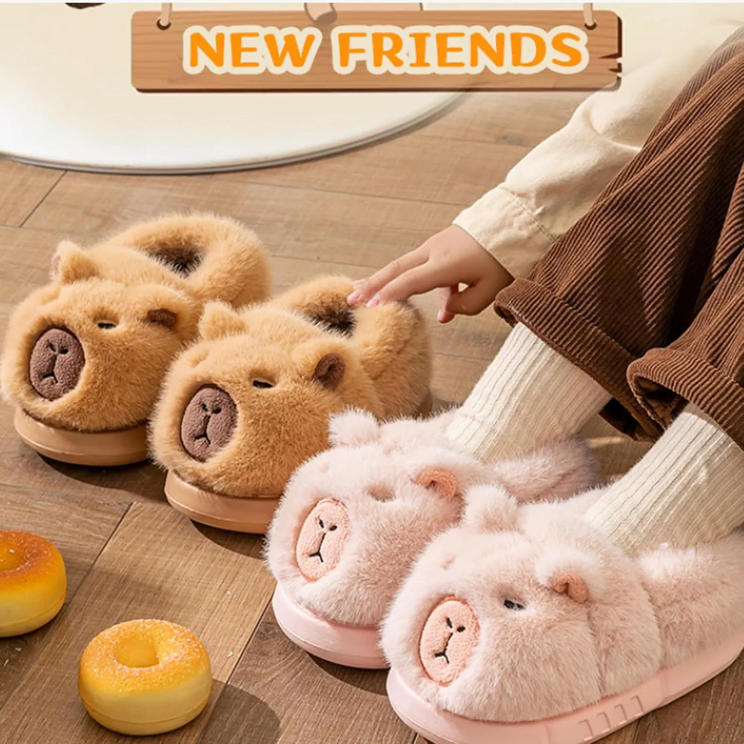 Capybara Slippers - Funny Animal Slippers for Women Unisex Adult/Kids House Slippers Fluffy Fuzzy Winter Home Slides for Women Men Christmas