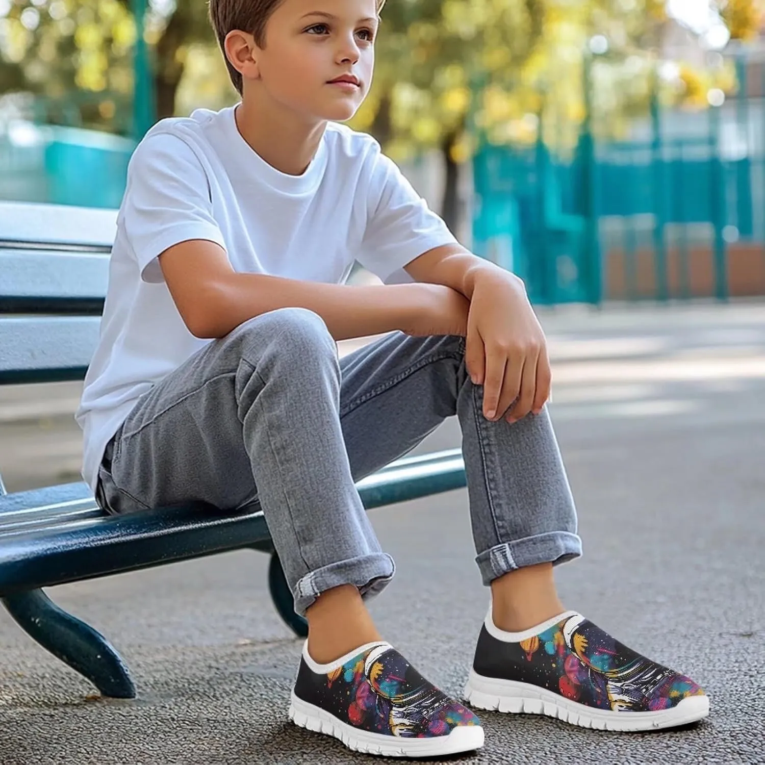 Casual Slip On Flats Sneakers for Boys Girls,Children's Low-Top Skateboard Shoes Outdoor Sport Training Shoes