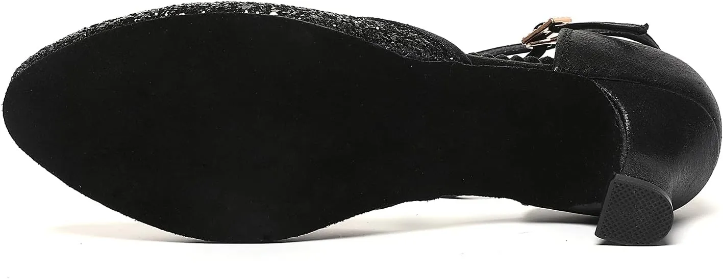 Character Shoes for Women, Woman Ballroom Dance Shoes, 1920s Flapper Shoes, Latin, Salsa, Party Dress Shoes Low Heels, Ankle Strap Pumps