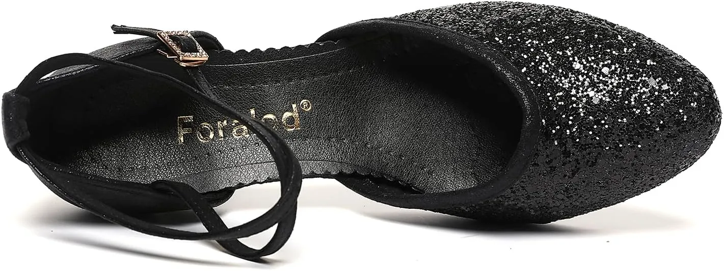 Character Shoes for Women, Woman Ballroom Dance Shoes, 1920s Flapper Shoes, Latin, Salsa, Party Dress Shoes Low Heels, Ankle Strap Pumps