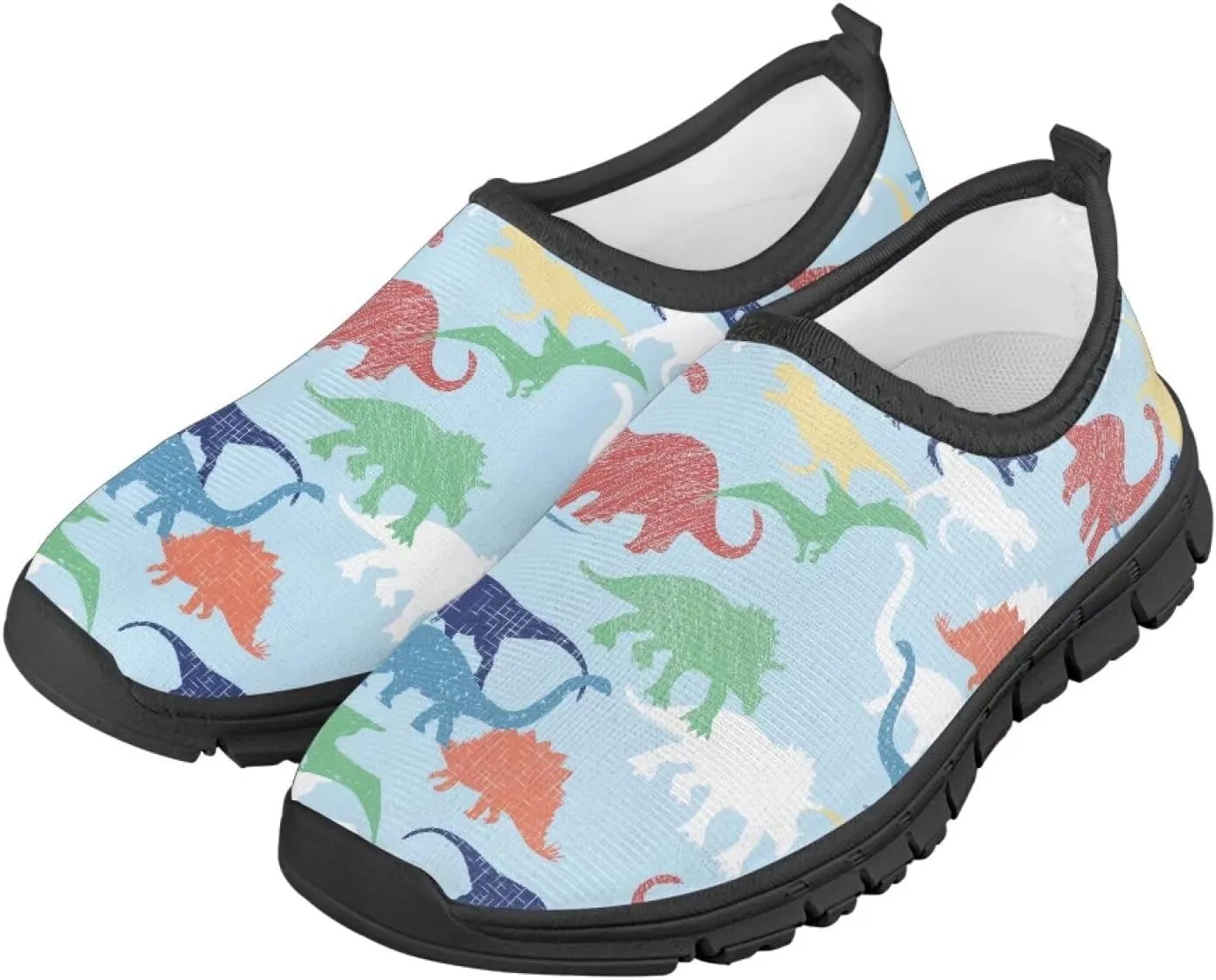 Children's Tennis Shoes,Boys Girls Slip On Flats Sneakers Non-Slip Stain-Resistant Black Sole Running Shoes