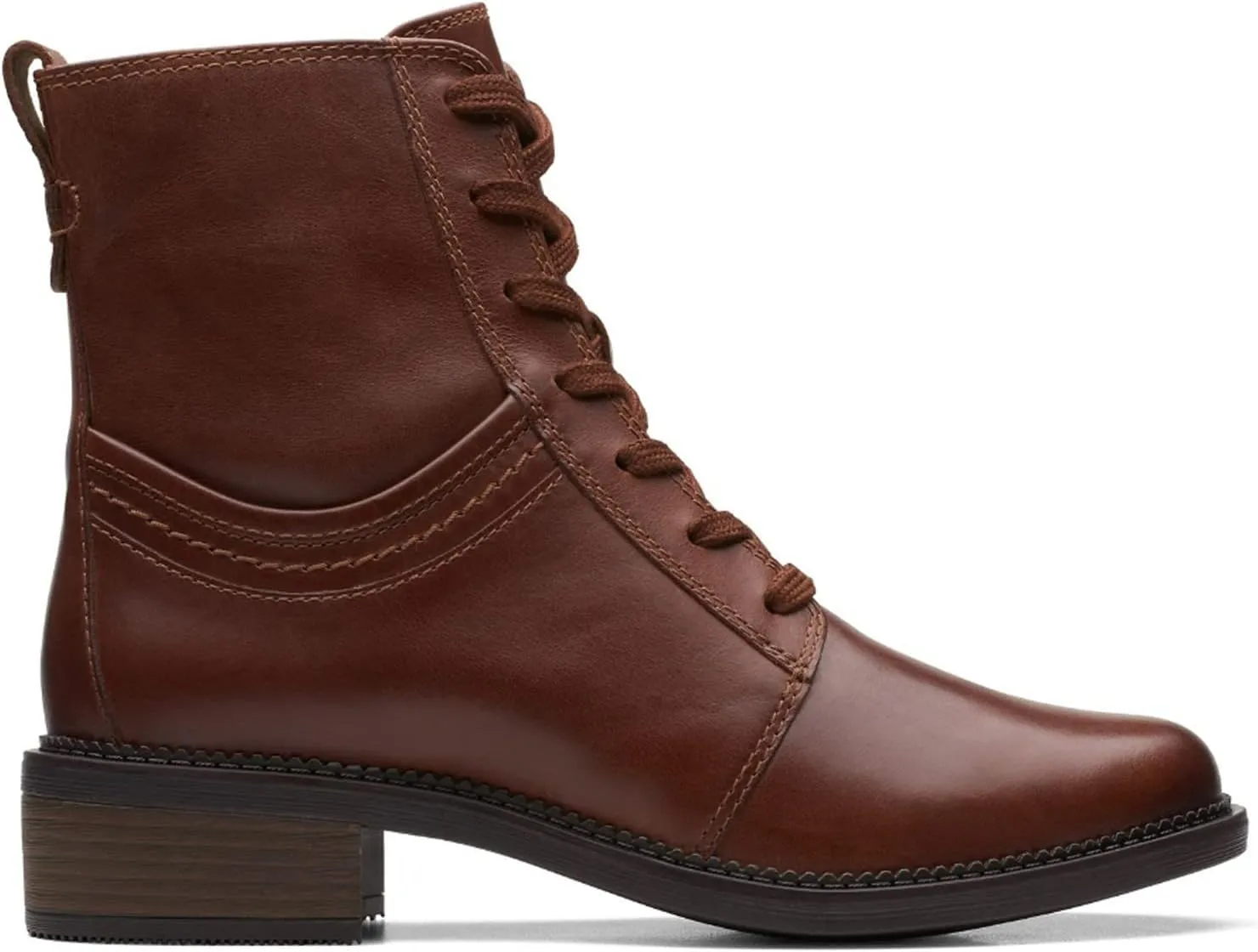 Clarks Womens Maye Step Zipper Leather Combat & Lace-Up Boots