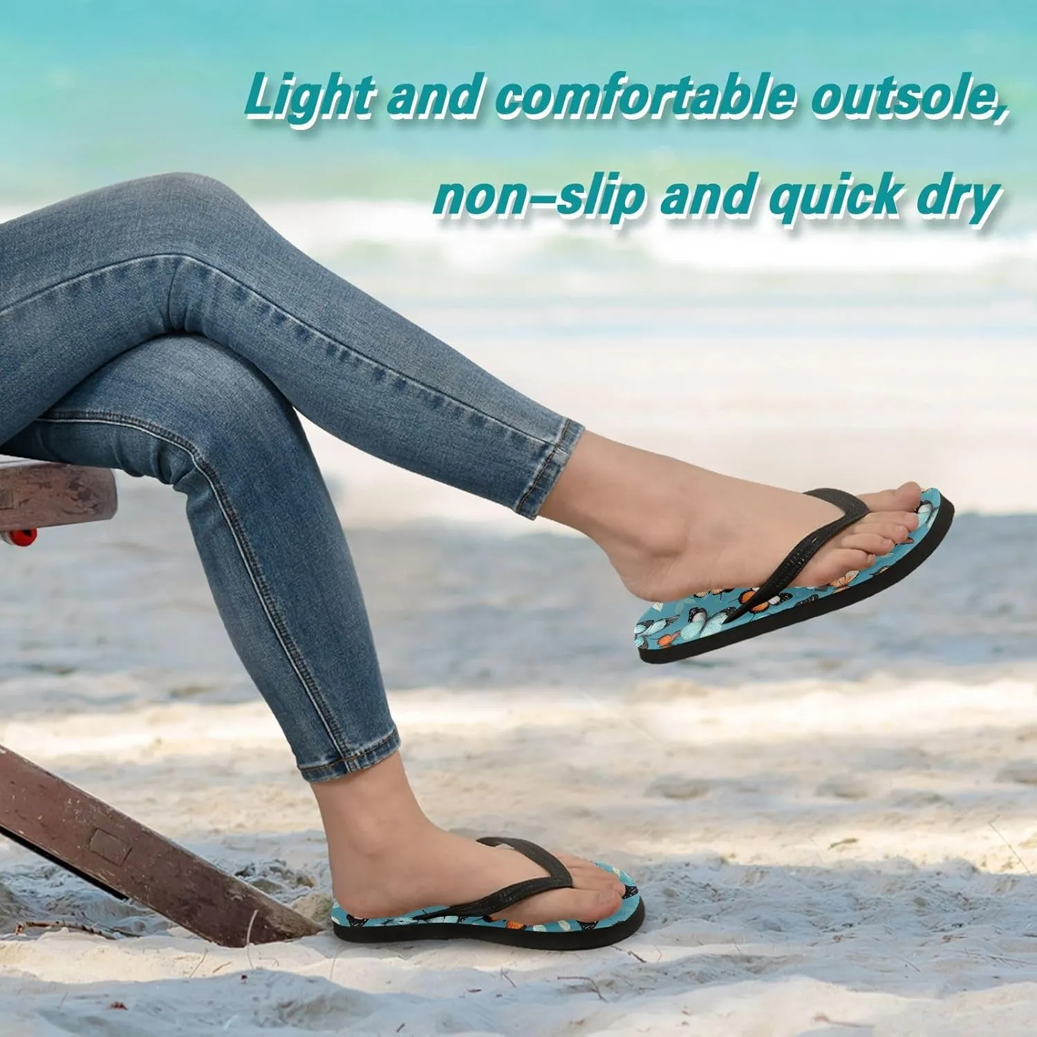 Colorful Butterflies Womens Flip Flops Sandals Beach Sandals