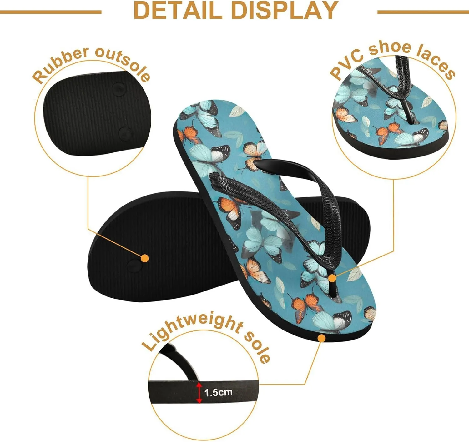 Colorful Butterflies Womens Flip Flops Sandals Beach Sandals