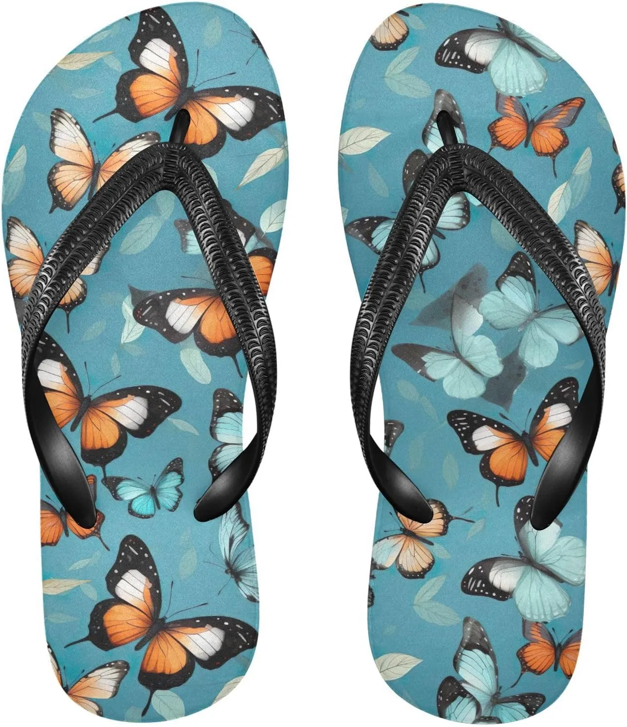 Colorful Butterflies Womens Flip Flops Sandals Beach Sandals