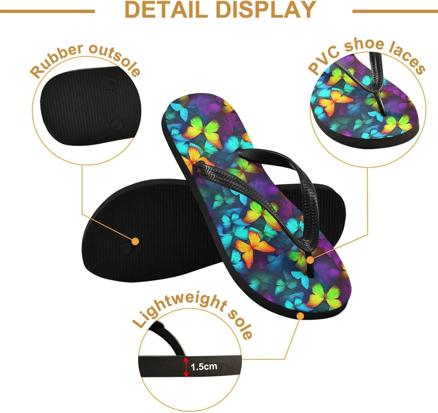 Colorful Butterfly Womens Flip Flops Sandals Summer Sandal