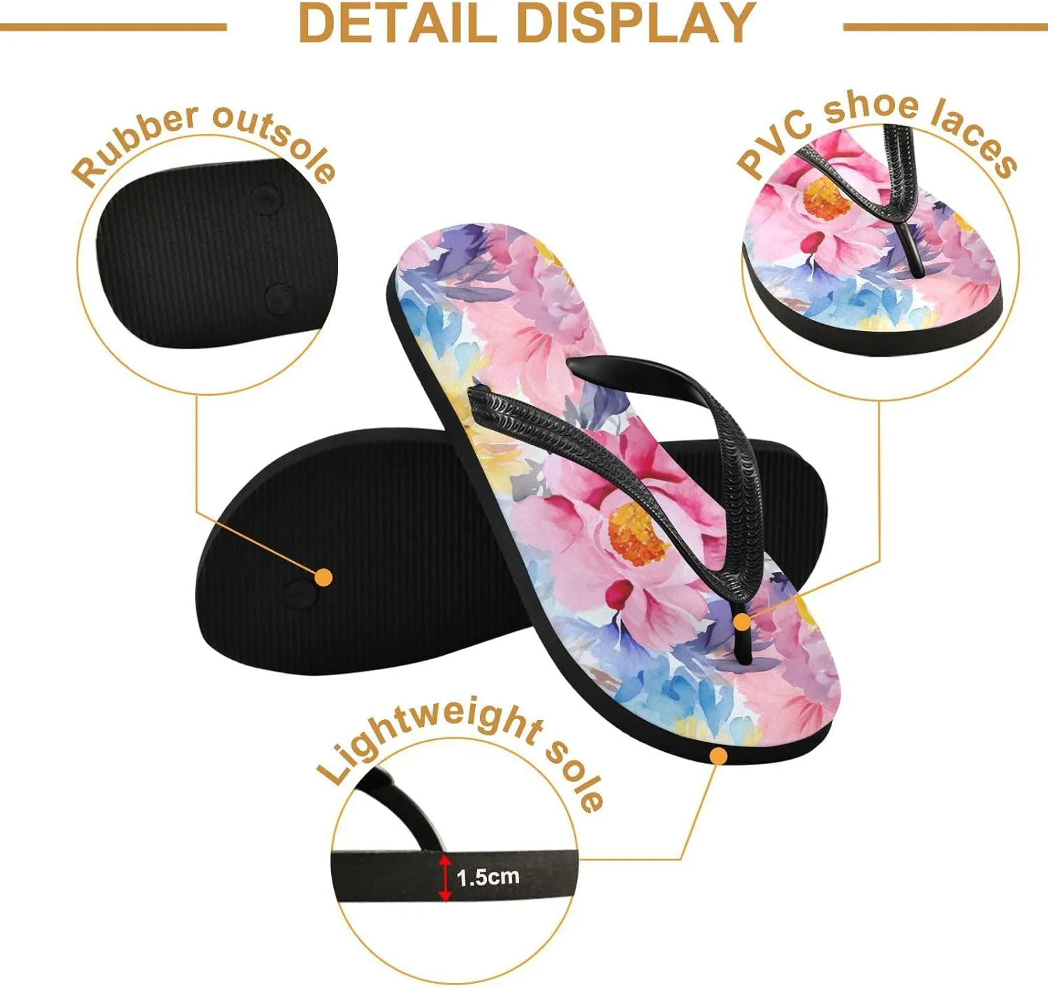 Colorful Flower Womens Flip Flops Sandals Thong Sandals