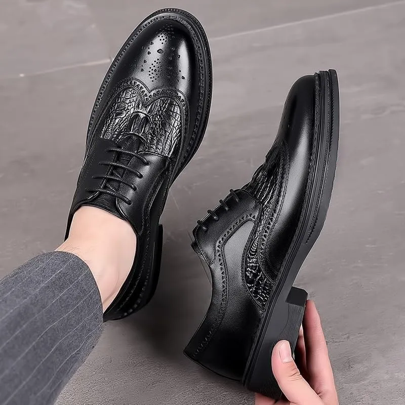 Contemporary Brogue Oxford Shoes for Men Anti-Fatigue Technology Job Interviews Wedding Parties Non-Marking Outsole