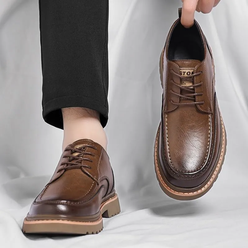 Contemporary Men's Brogue Derby Dress Shoes - Lightweight Formal Footwear with Memory Foam for Weddings, Office Wear & Evening Events