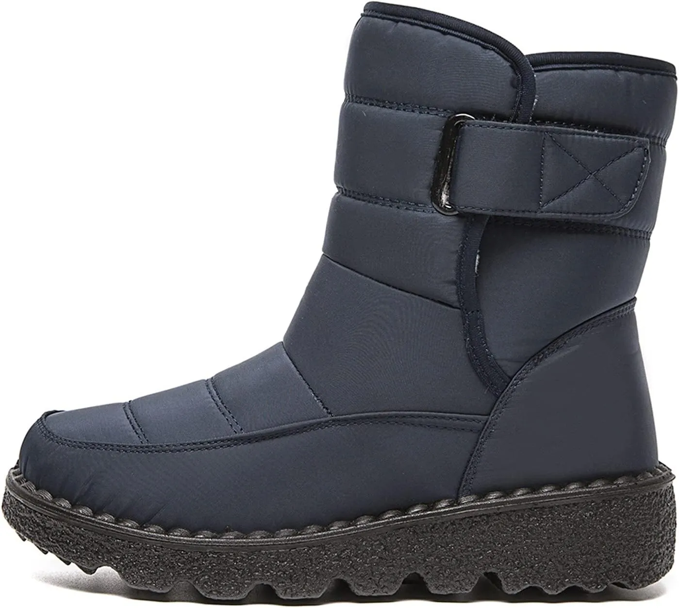 Ctreela Mid-Calf Snow Booties for Women Winter Comfort Fur Lined Waterproof Wedge Boots Non-Slip Thermal Warm Windbreak Boot