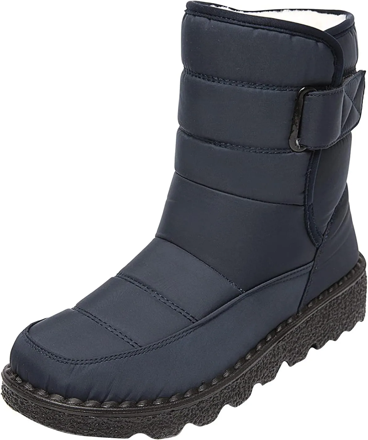 Ctreela Mid-Calf Snow Booties for Women Winter Comfort Fur Lined Waterproof Wedge Boots Non-Slip Thermal Warm Windbreak Boot