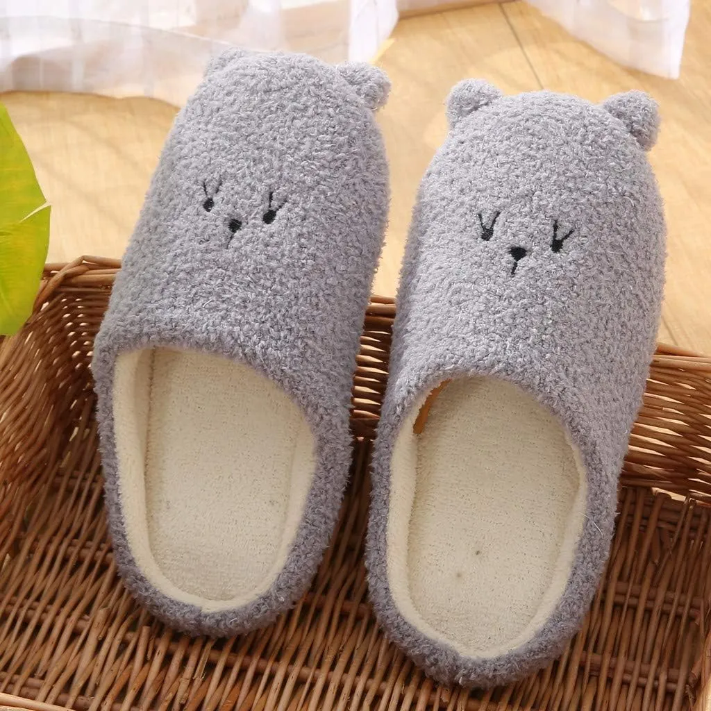 Cute House Slippers for Woman Warm Cozy Plush Fuzzy Cushion Slippers Cloud Bedroom House Shoes Indoor/Outdoor