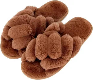 DOIOWN Women's Fuzzy Slippers Memory Foam Cute House Slippers Plush Fluffy Furry Open Toe Home Shoes Bridal Bridesmaid Gifts for Wedding