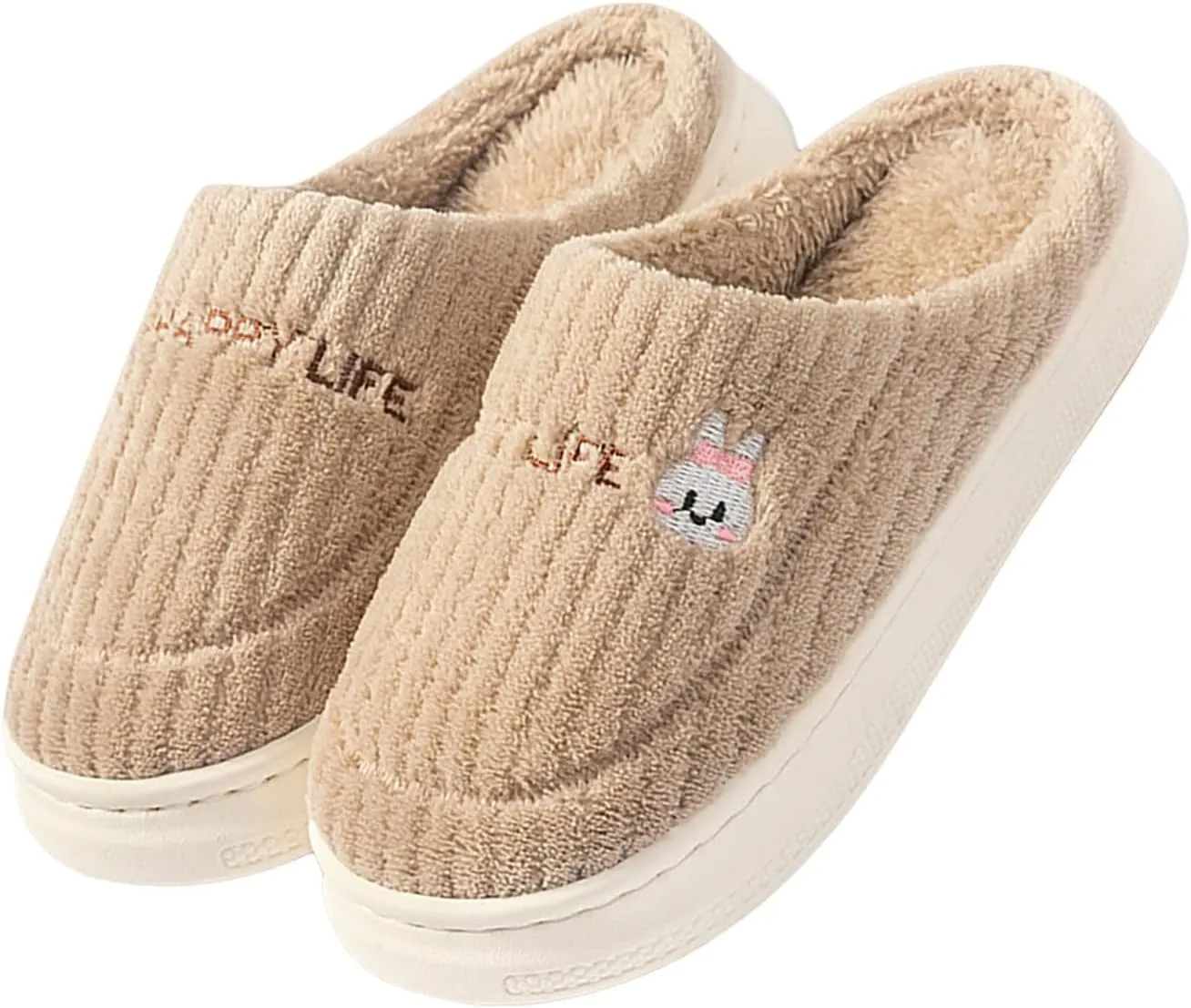 Eforcase Women Cute Slipper Fall Winter Cozy Slippers Indoor Outdoor Fuzzy House Shoes Slip-On Comfy Winter Warm Shoes