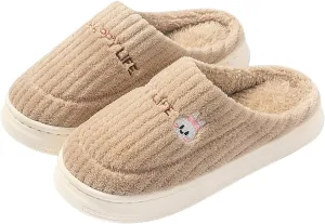 Eforcase Women Cute Slipper Fall Winter Cozy Slippers Indoor Outdoor Fuzzy House Shoes Slip-On Comfy Winter Warm Shoes