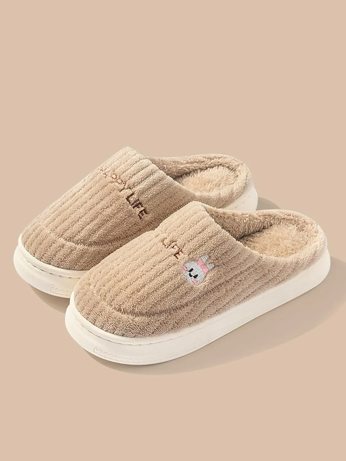 Eforcase Women Cute Slipper Fall Winter Cozy Slippers Indoor Outdoor Fuzzy House Shoes Slip-On Comfy Winter Warm Shoes