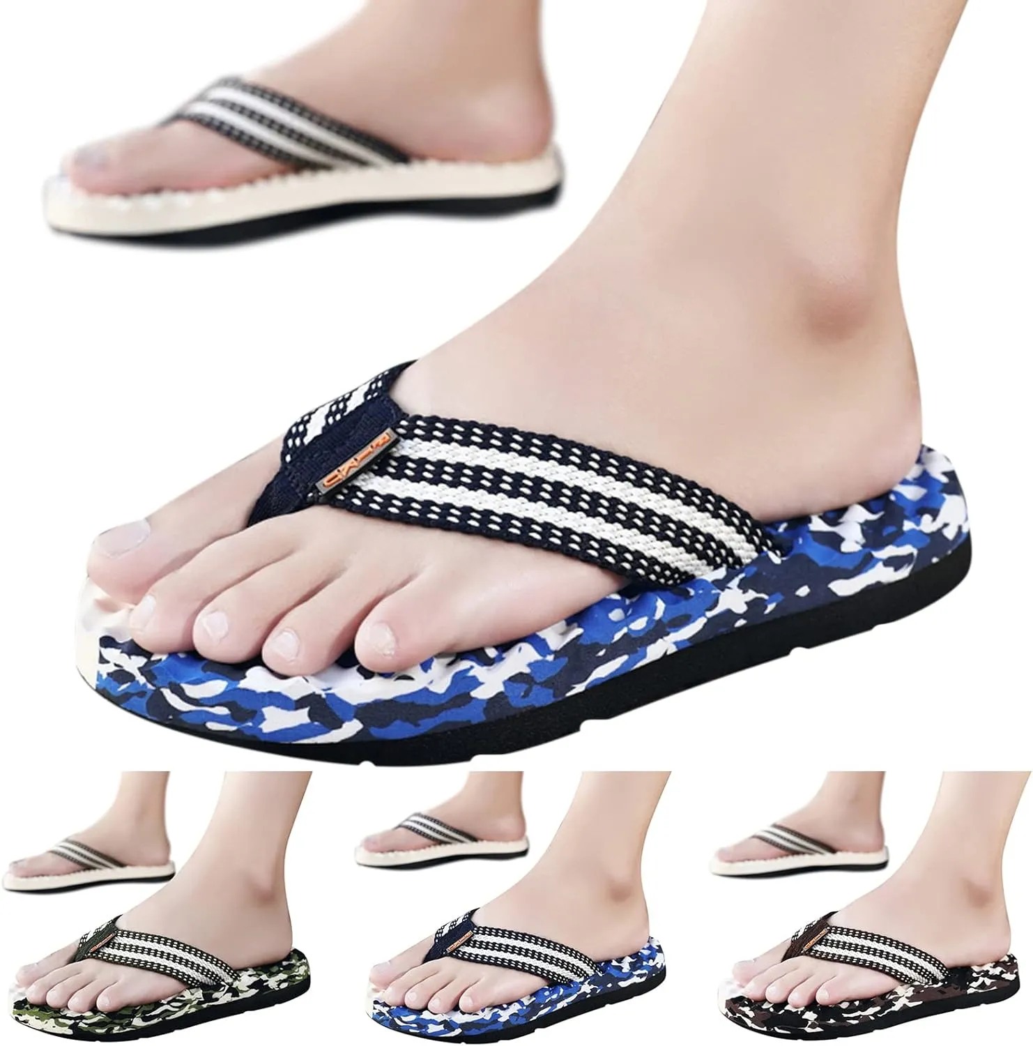 Fashion Summer Men Flip Flops Flat Bottom and Non Slip Light Slip On Comfortable Summer Flip Flops for Men