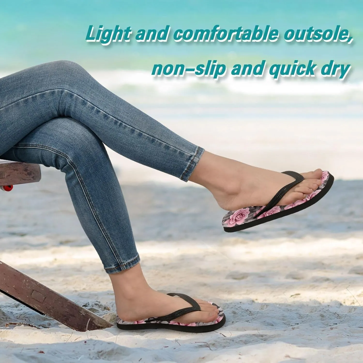 Floral Colorful Flowers Womens Flip Flops Sandals Comfortable Sandals