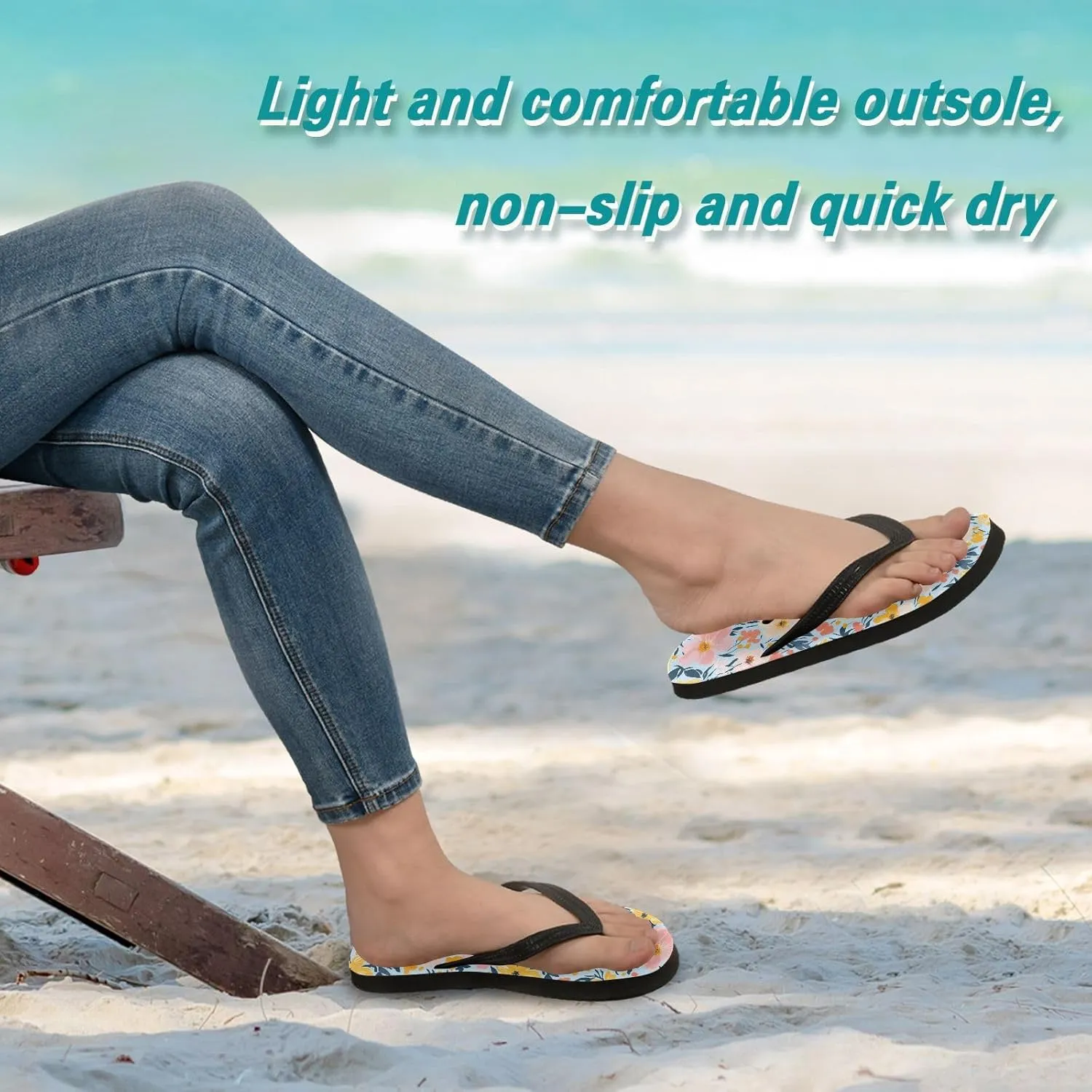 Flowers Colorful Womens Flip Flops Sandals Comfortable Sandals