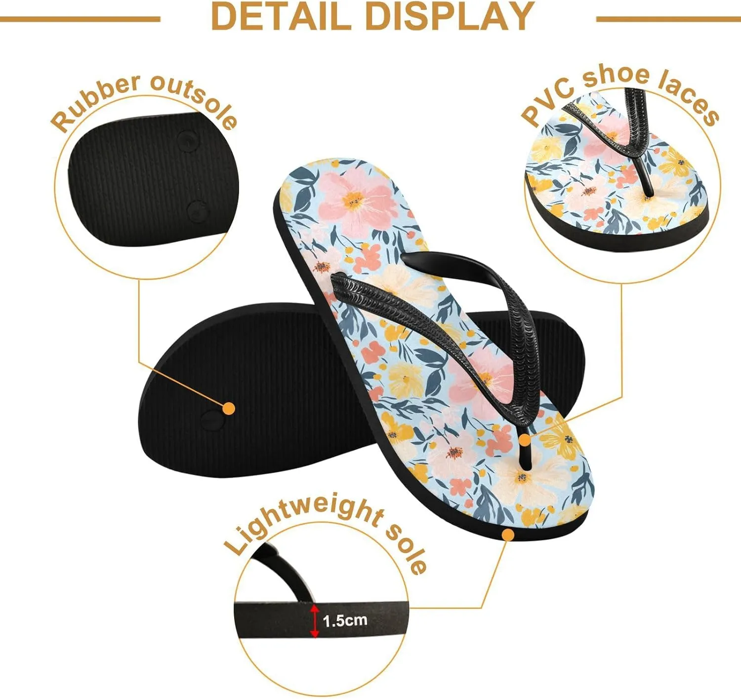 Flowers Colorful Womens Flip Flops Sandals Comfortable Sandals