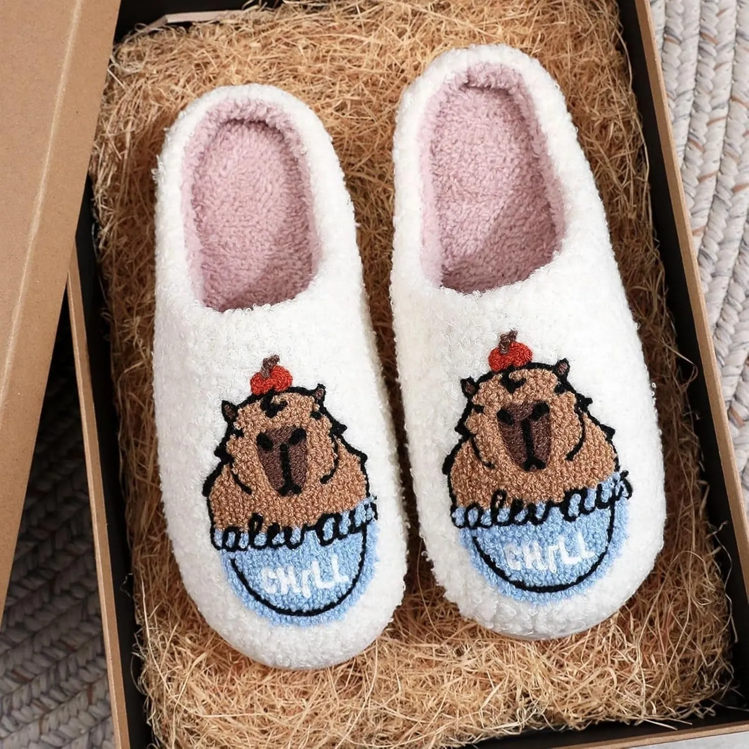 Fluffy Slippers plush Soft slippers Fuzzy Warm Cozy slippers Lightweight Memory Foamdurable base Indoor House Shoes