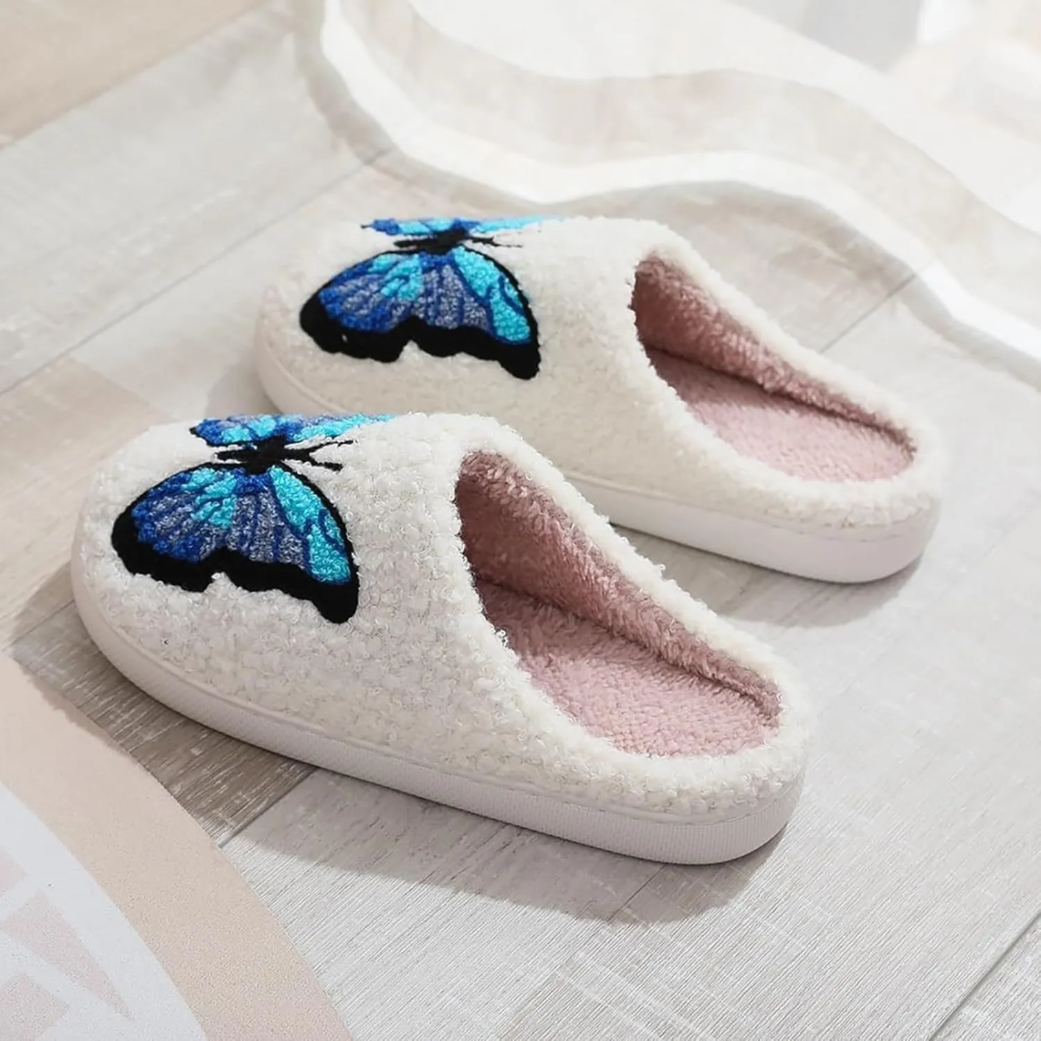 Fluffy Slippers plush Soft slippers Fuzzy Warm Cozy slippers Lightweight Memory Foamdurable base Indoor House Shoes