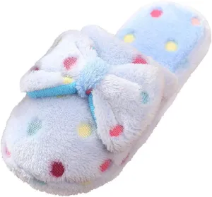 Gibobby House Slippers for Women Cute,Comfy Fuzzy Memory Foam Slip On Bowknot Anti-Skid Indoor Outdoor