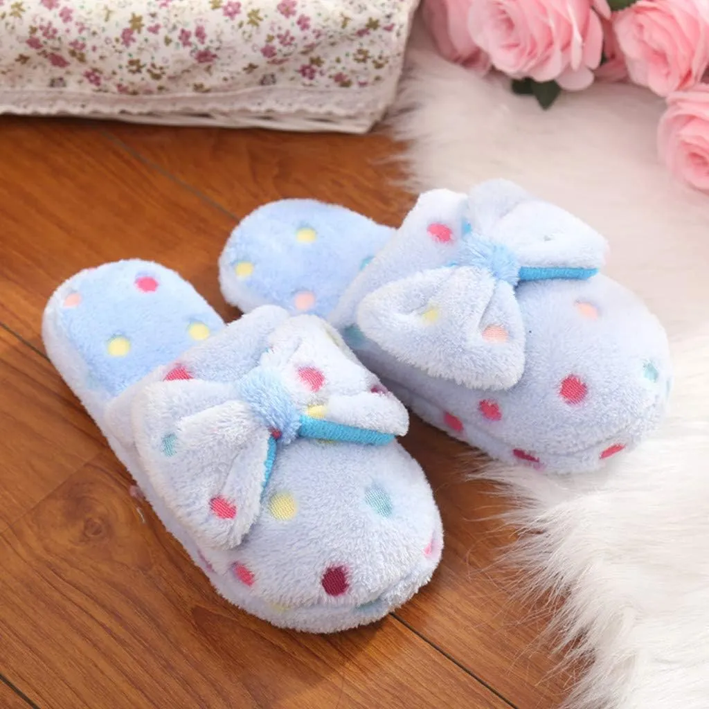 Gibobby House Slippers for Women Cute,Comfy Fuzzy Memory Foam Slip On Bowknot Anti-Skid Indoor Outdoor