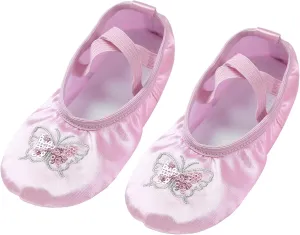 Girls Ballet Dance Shoes Slipper for Kids Ballerina Ballet Flat Canvas Dance Shoes Gym Yoga Shoes Full Sole