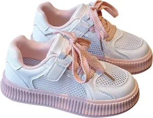 Girls' Shoes Cookie Sneakers Mesh Shoes Casual Children's Shoes Breathable Board Shoes for Girls Running Shoes Size 3