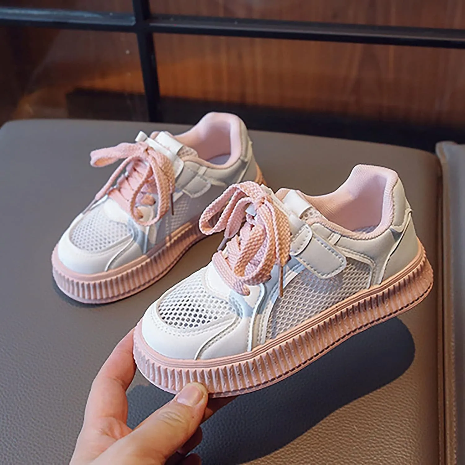 Girls' Shoes Cookie Sneakers Mesh Shoes Casual Children's Shoes Breathable Board Shoes for Girls Running Shoes Size 3