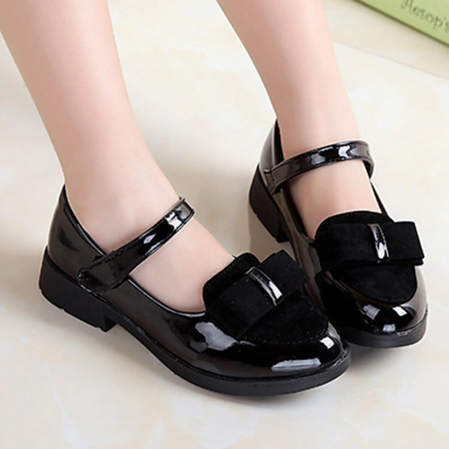 Girls Slip On Dress Shoes Ballet Flower Non Slip Mary Jane Soft Sole Flat Shoes for Daily Wedding Party